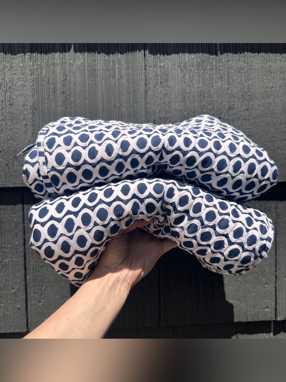 Navy & White 26” square pillow shams